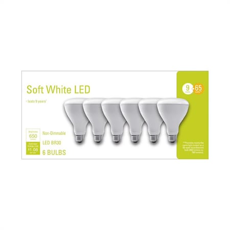 Current GE BR30 E26 (Medium) LED Bulb Soft White 65 Watt Equivalence 6 pk 38621
